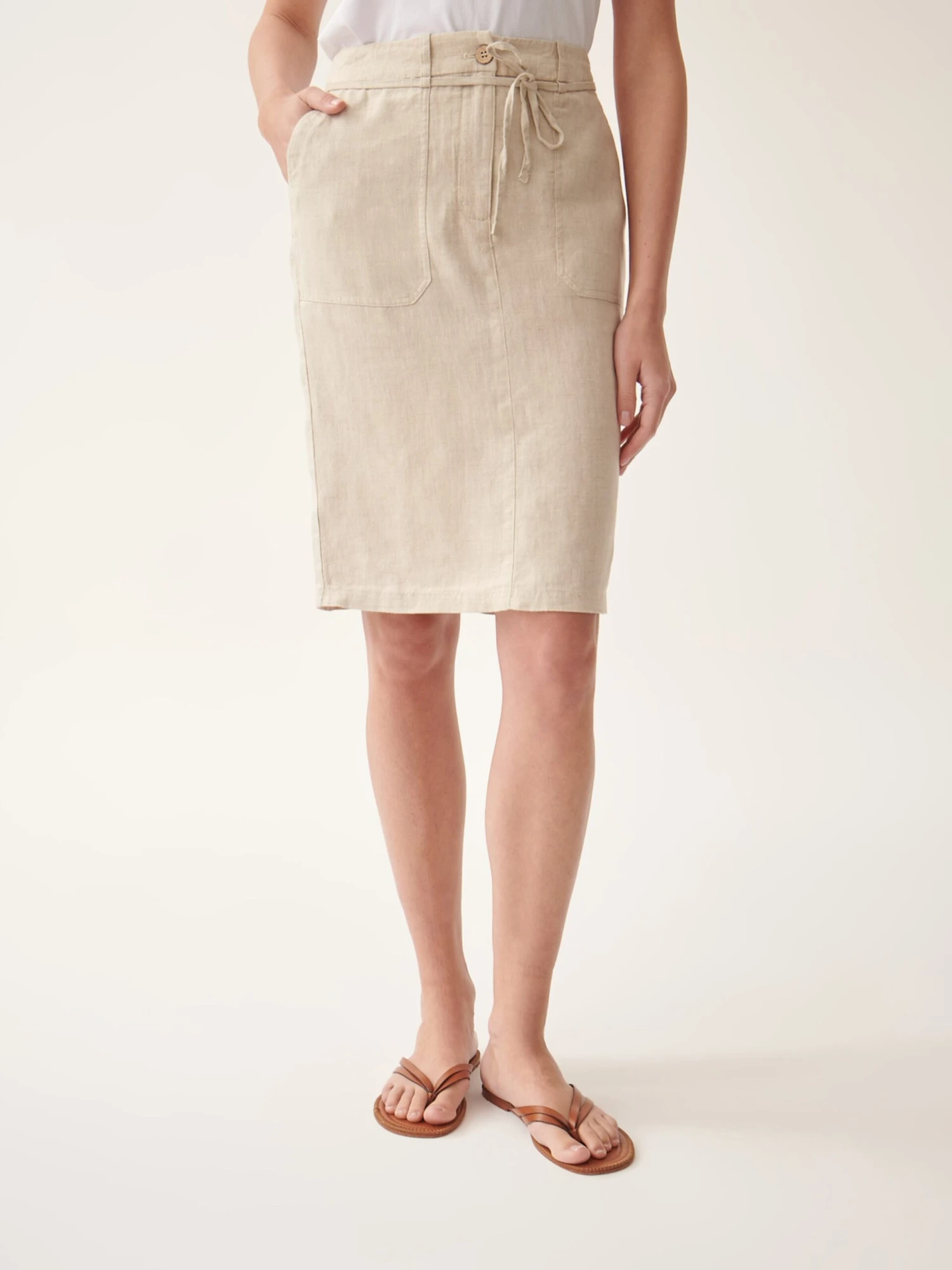 Midi Rokken Rok Szami Dames Beige 4 Midi Rokken Rok Szami Dames Beige - Afbeelding 2