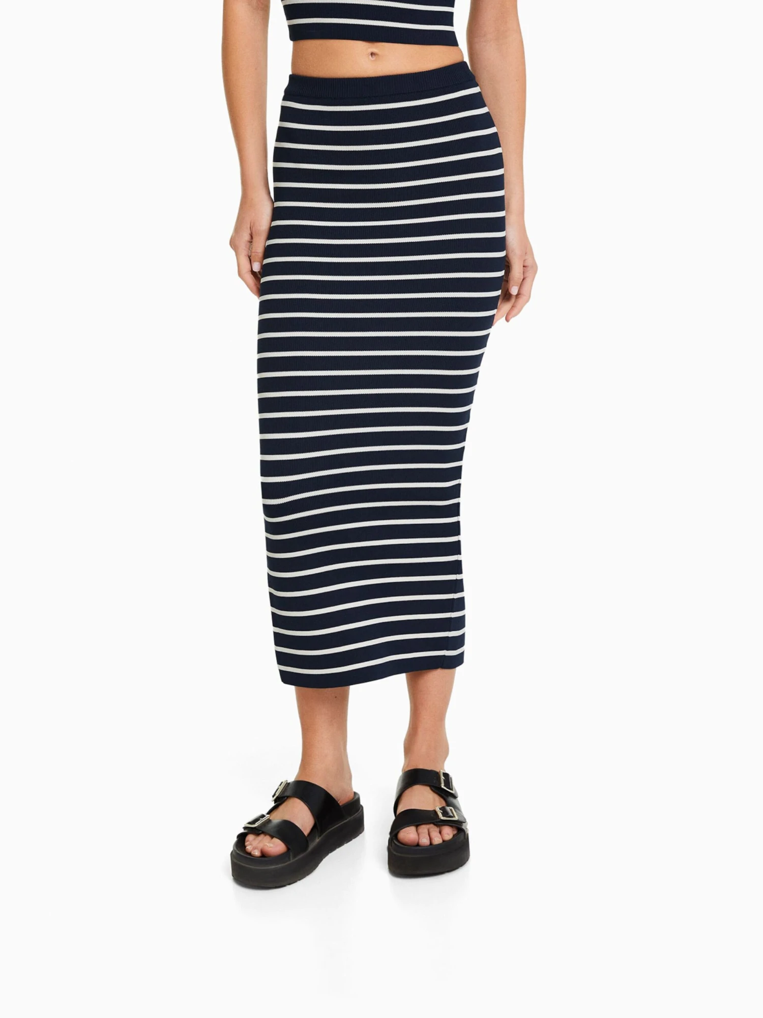 BERSHKA Midi Rokken Rok Dames Kobaltblauw 4 BERSHKA Midi Rokken Rok Dames Kobaltblauw - Afbeelding 2