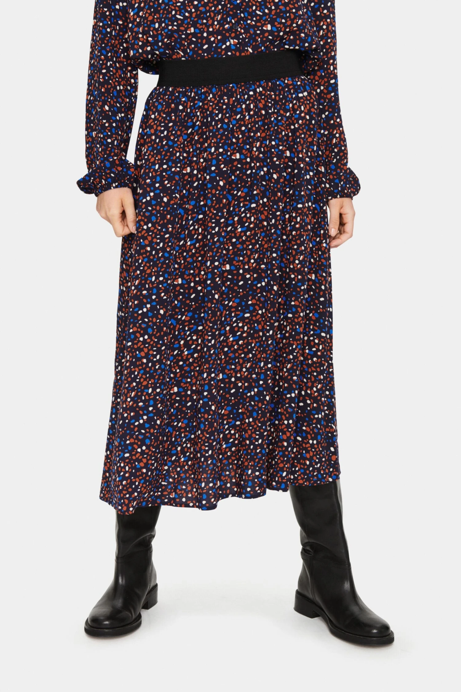 Saint Tropez Midi Rokken Rok Inka Dames Navy 4 Saint Tropez Midi Rokken Rok Inka Dames Navy - Afbeelding 2