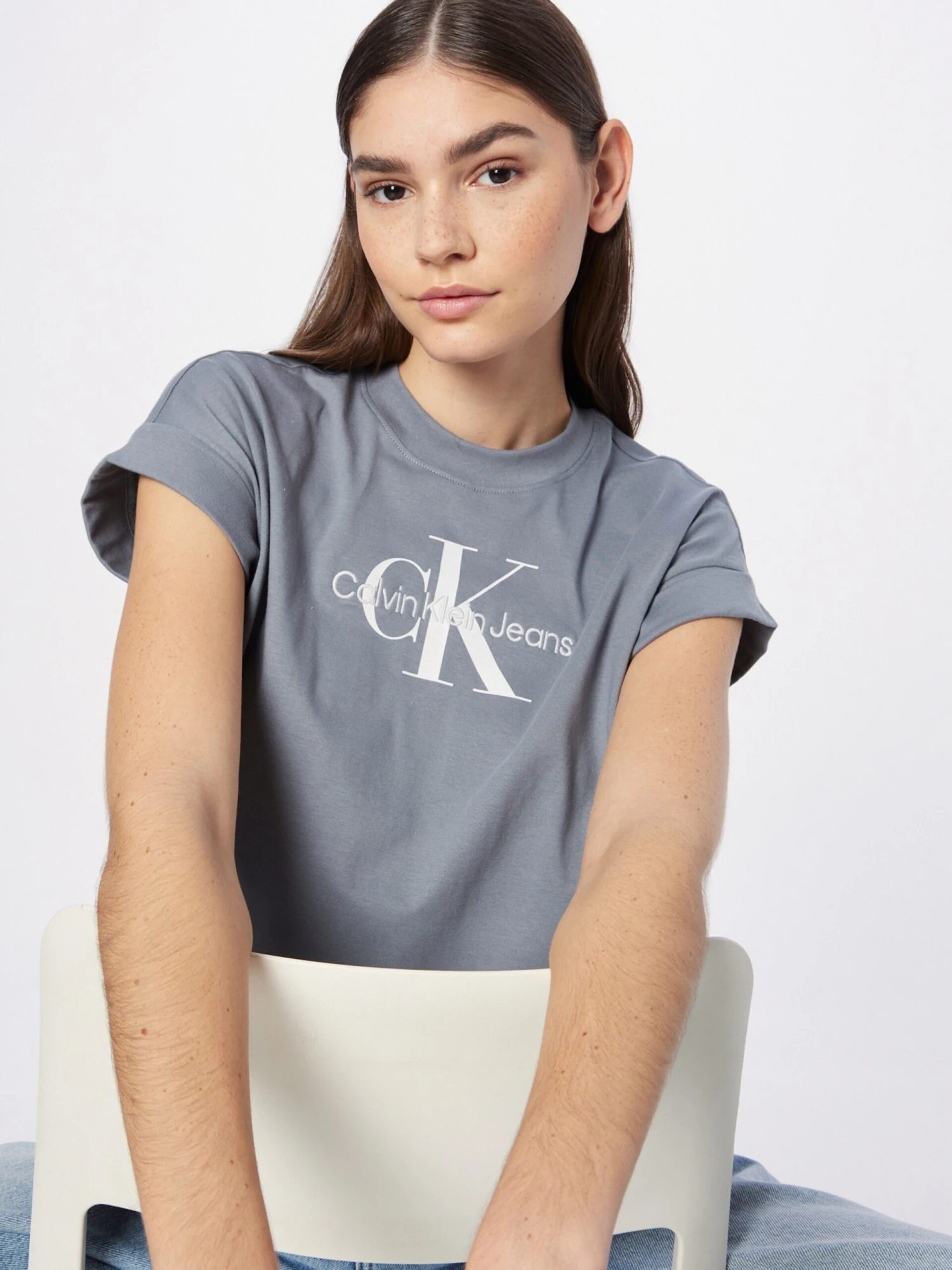 Calvin Klein Jeans T-shirts Shirt Dames Smoky Blue 7 Calvin Klein Jeans T-shirts Shirt Dames Smoky Blue - Afbeelding 5