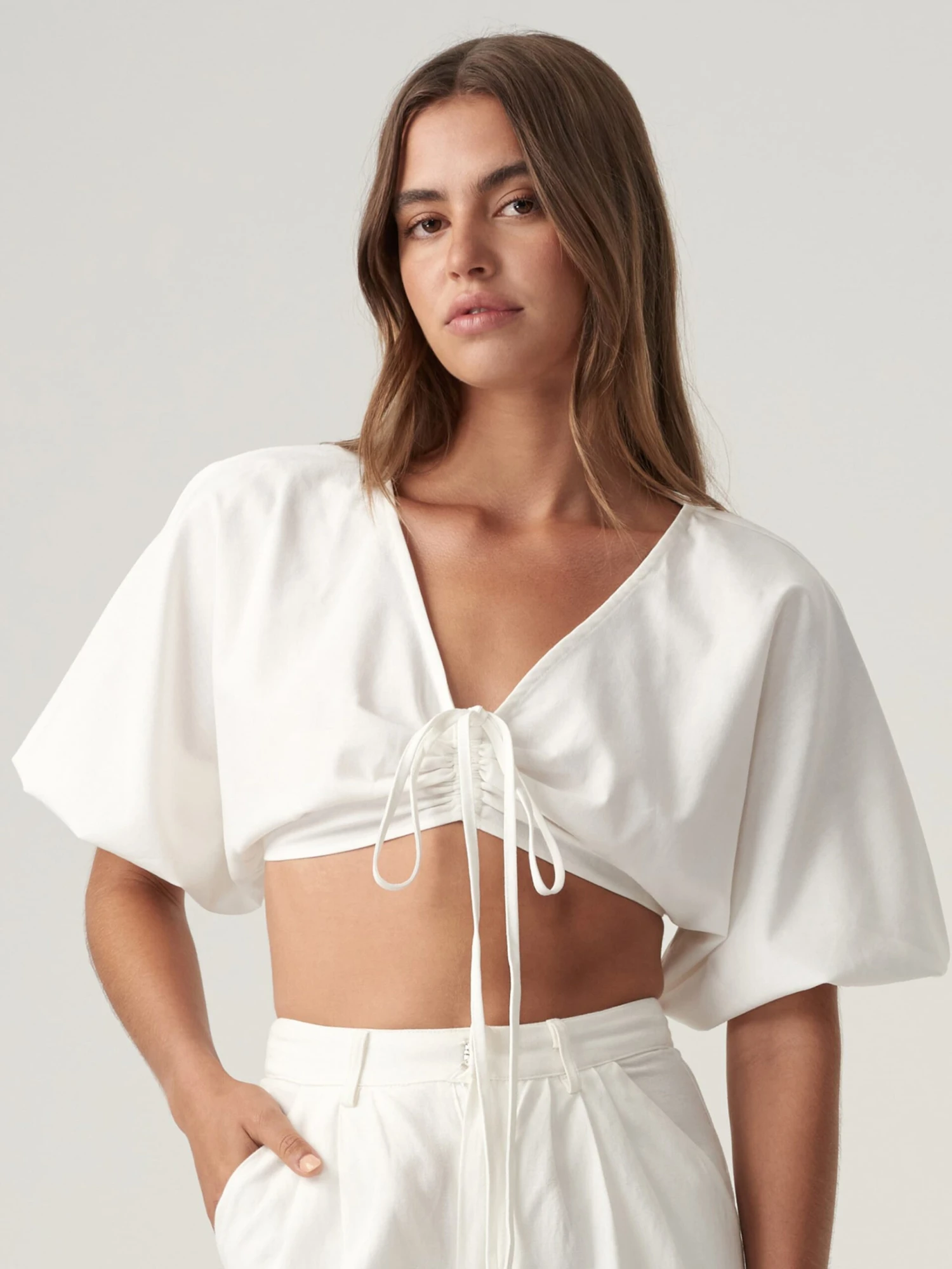 Crop Tops Top ARIEL Dames Wit 4 Crop Tops Top ARIEL Dames Wit - Afbeelding 2