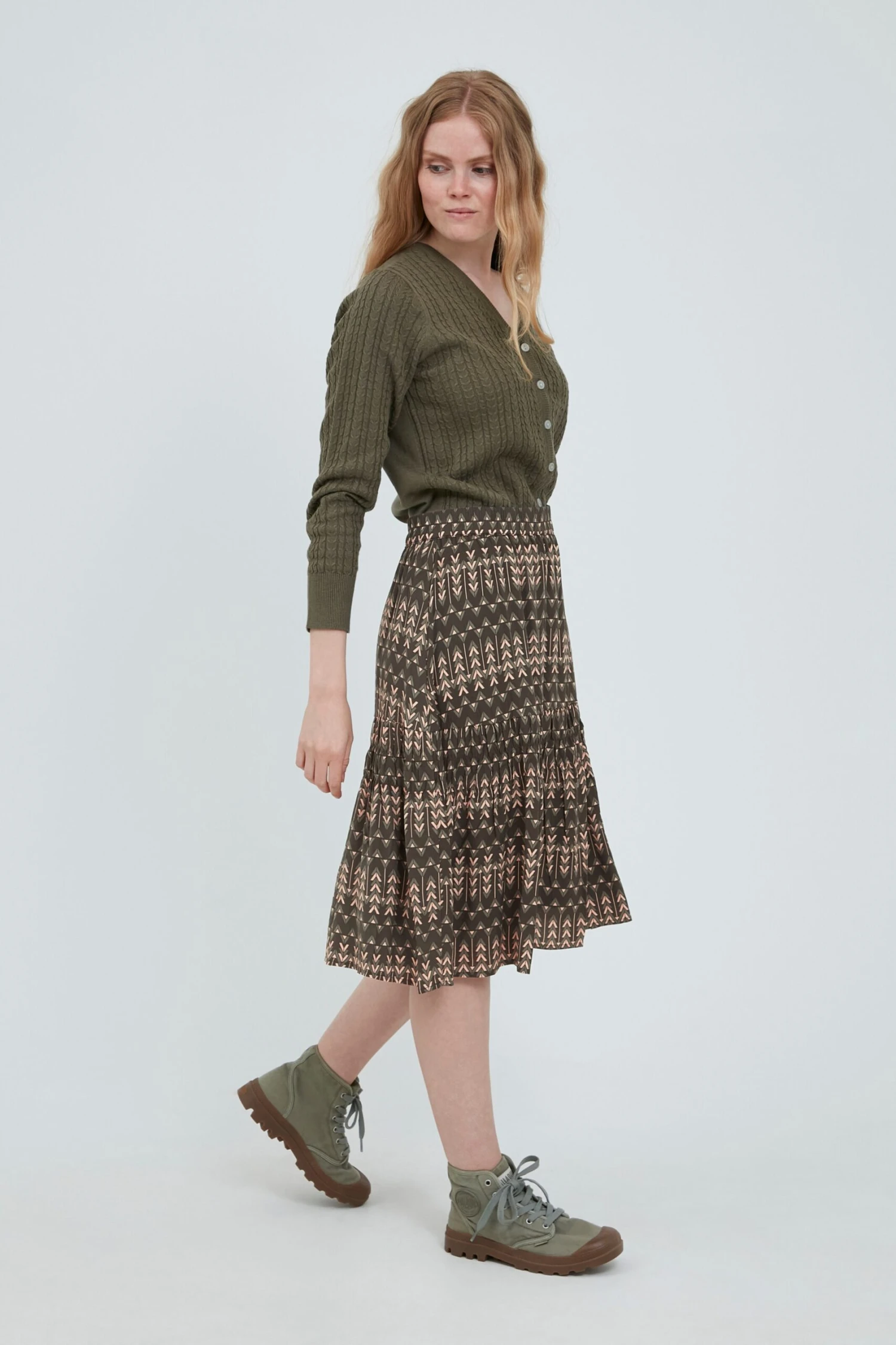 Fransa Midi Rokken Rok FRBATRIBE Dames Groen 5 Fransa Midi Rokken Rok FRBATRIBE Dames Groen - Afbeelding 3