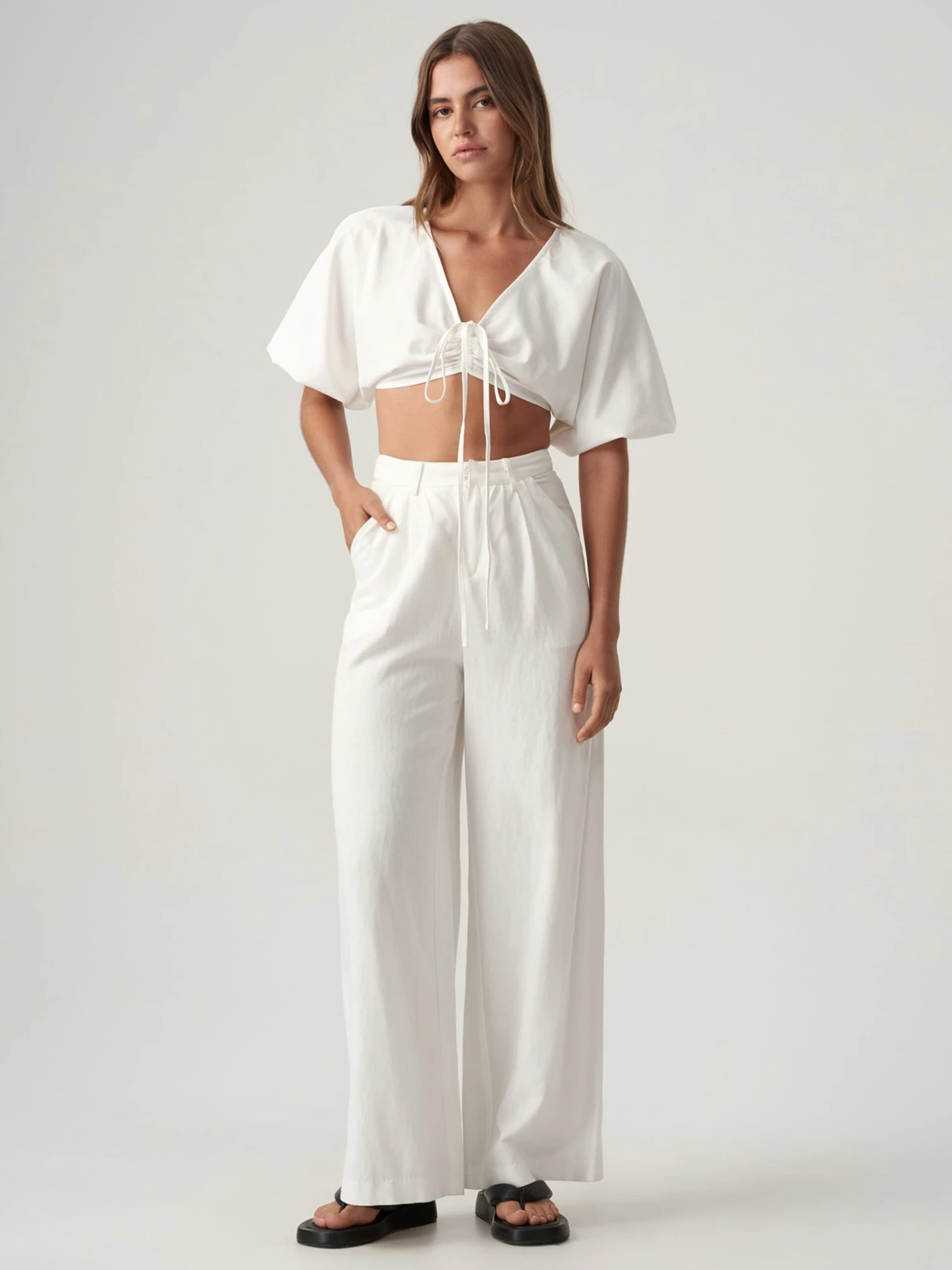 Crop Tops Top ARIEL Dames Wit 7 Crop Tops Top ARIEL Dames Wit - Afbeelding 5