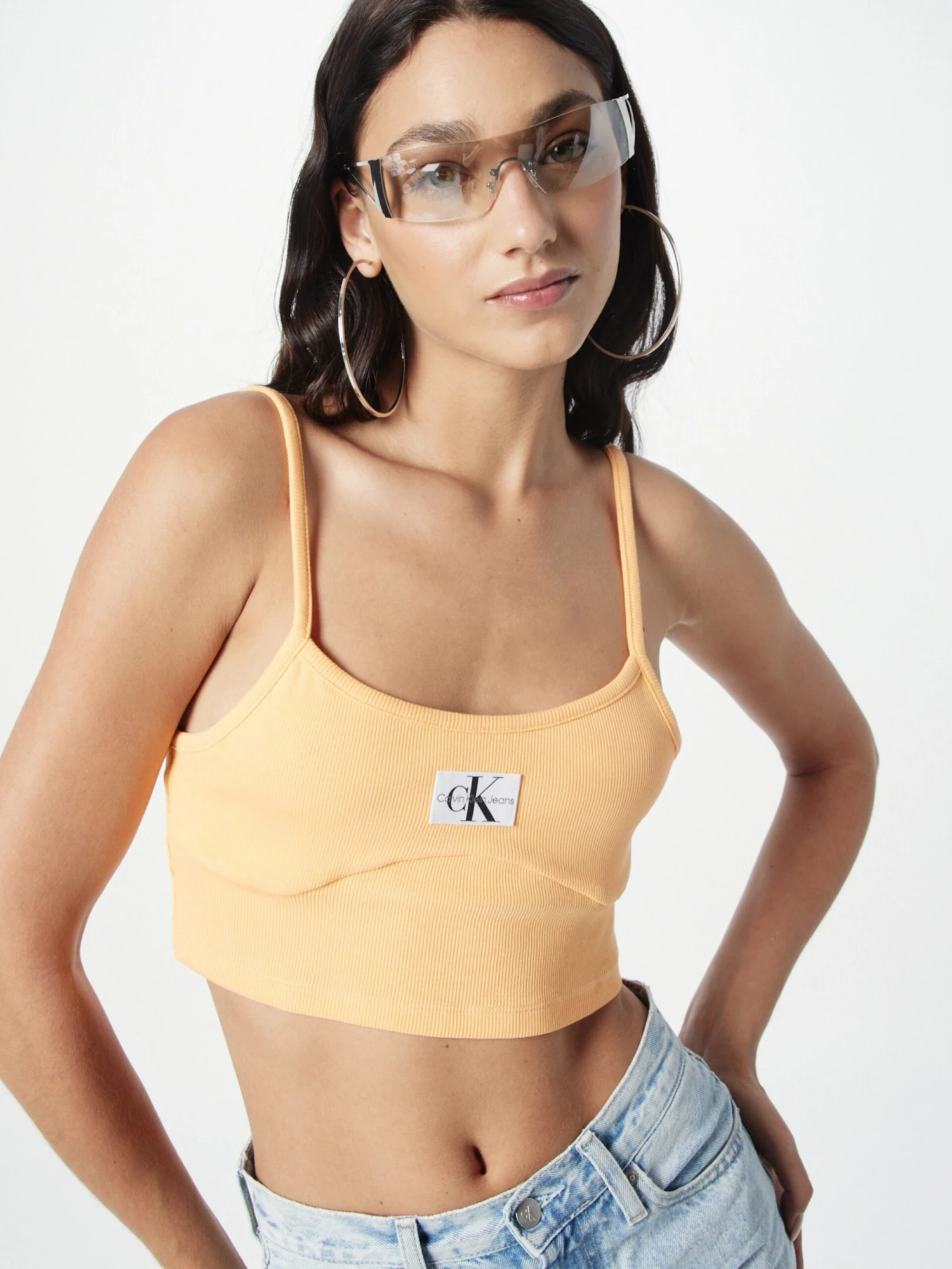 Calvin Klein Jeans Crop Tops Top Dames Pasteloranje 4 Calvin Klein Jeans Crop Tops Top Dames Pasteloranje - Afbeelding 2