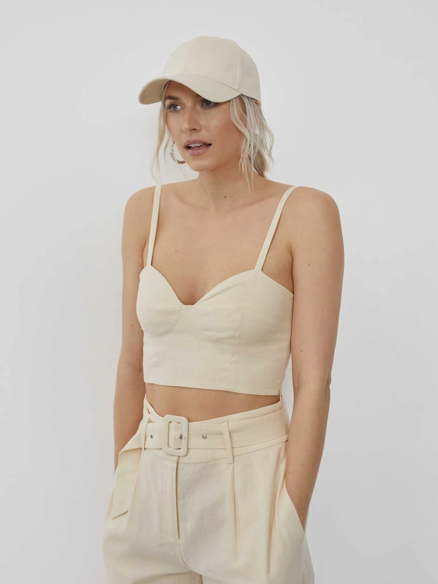 Crop Tops Top Elina Dames Beige / Crème 5 Crop Tops Top Elina Dames Beige / Crème - Afbeelding 3