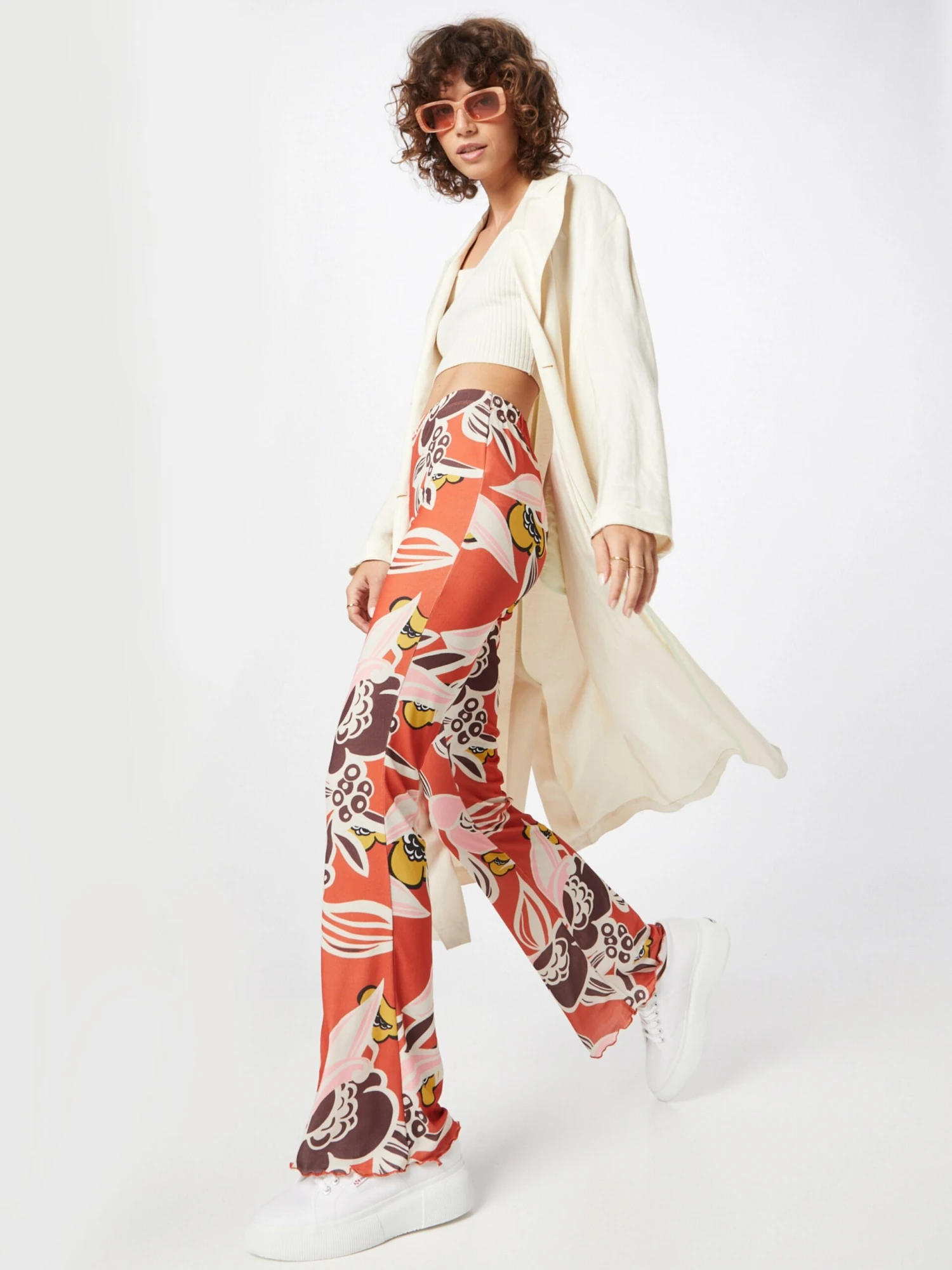 Pantalons Flared Broek Dames Oranje 6 Pantalons Flared Broek Dames Oranje - Afbeelding 4