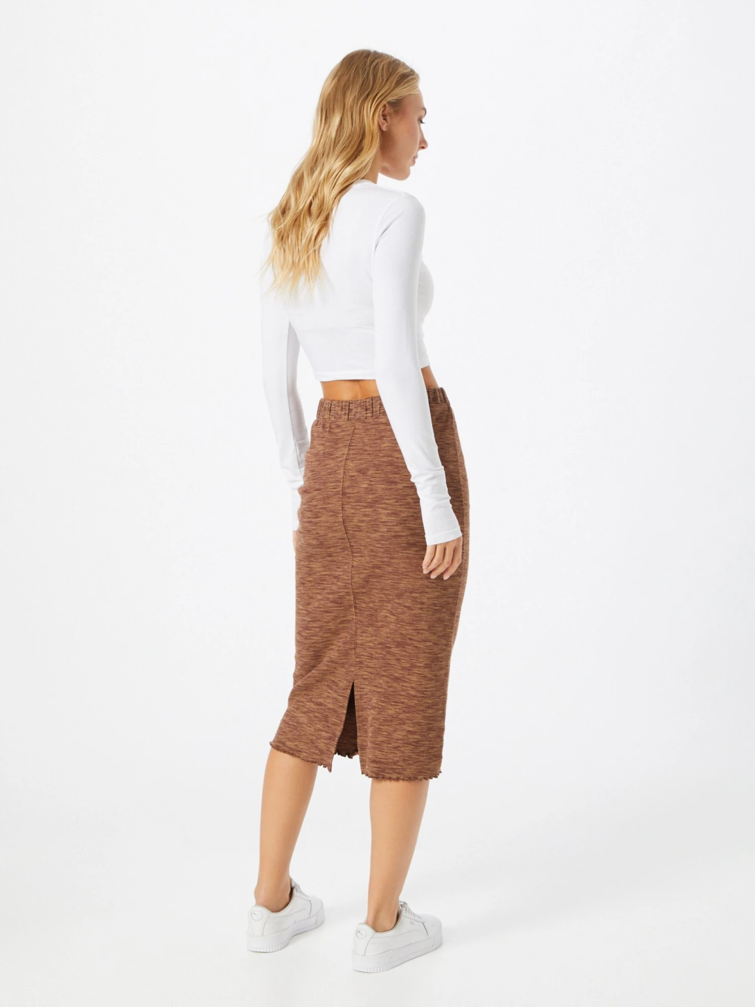 TOM TAILOR Denim Midi Rokken Rok Dames Bruin 6 TOM TAILOR Denim Midi Rokken Rok Dames Bruin - Afbeelding 4