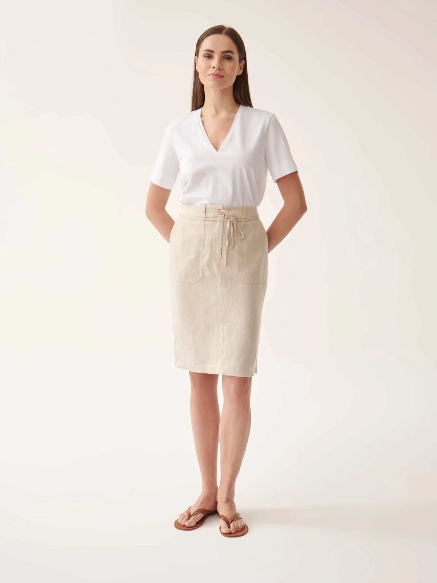 Midi Rokken Rok Szami Dames Beige 7 Midi Rokken Rok Szami Dames Beige - Afbeelding 5