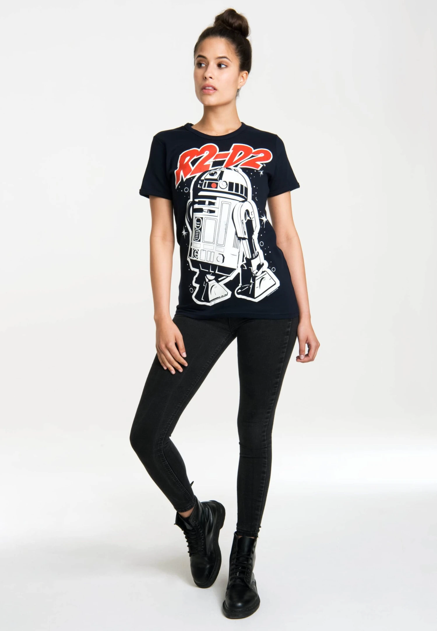 Logoshirt T-shirts Shirt R2-D2 Dames Donkerblauw 5 Logoshirt T-shirts Shirt R2-D2 Dames Donkerblauw - Afbeelding 3