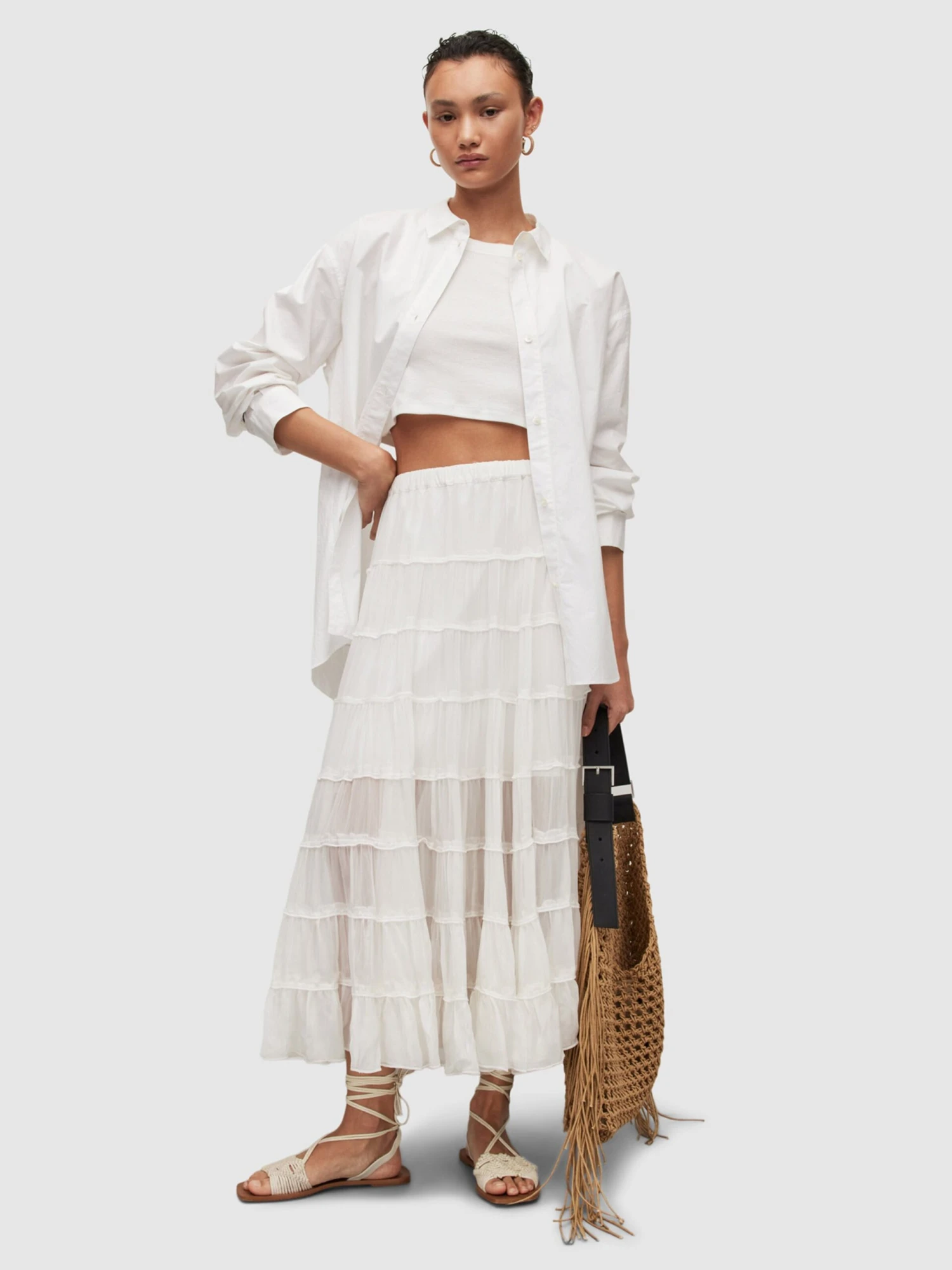 AllSaints Maxi Rokken Rok EVA Dames Wit 7 AllSaints Maxi Rokken Rok EVA Dames Wit - Afbeelding 5