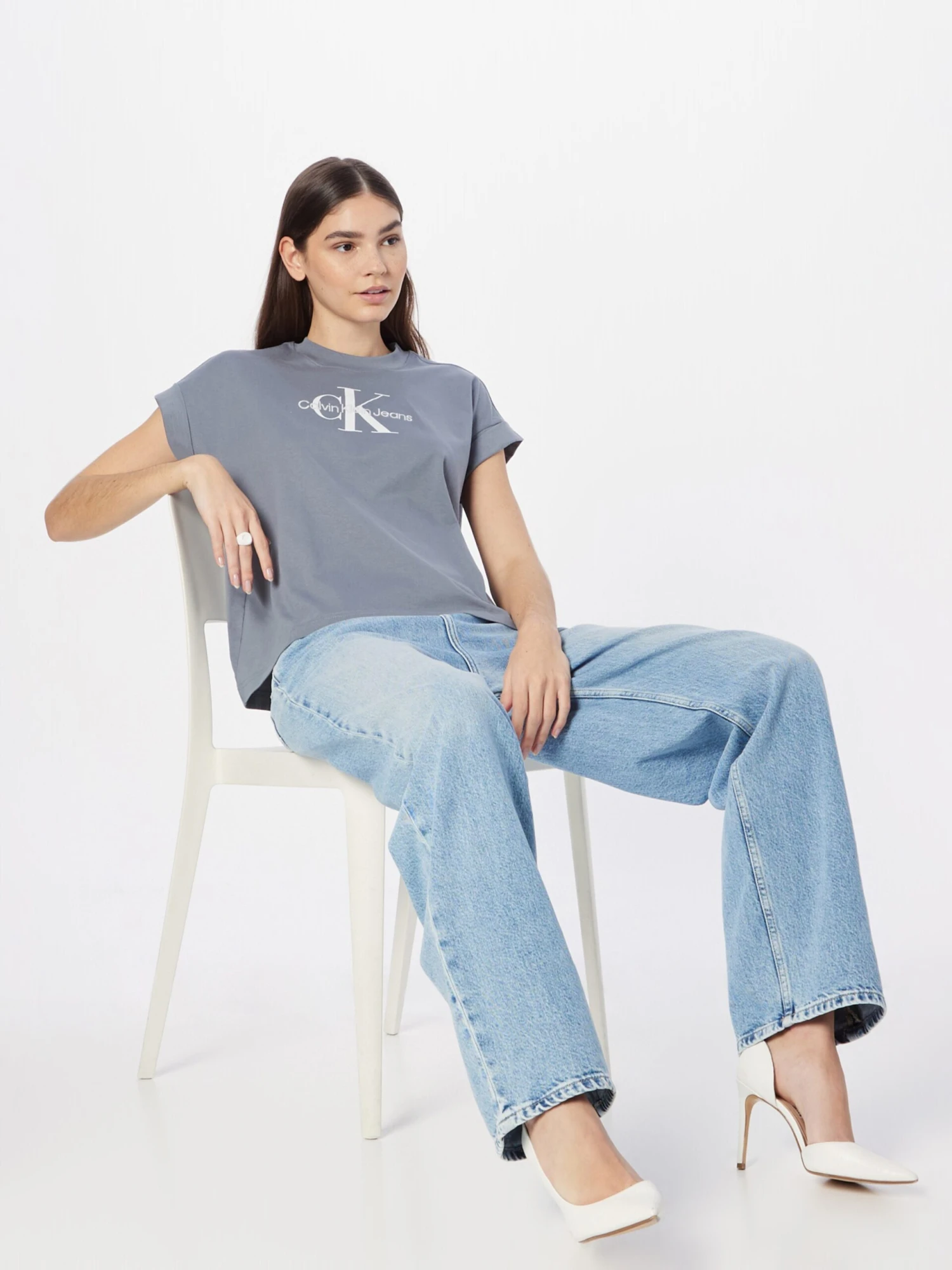 Calvin Klein Jeans T-shirts Shirt Dames Smoky Blue 6 Calvin Klein Jeans T-shirts Shirt Dames Smoky Blue - Afbeelding 4