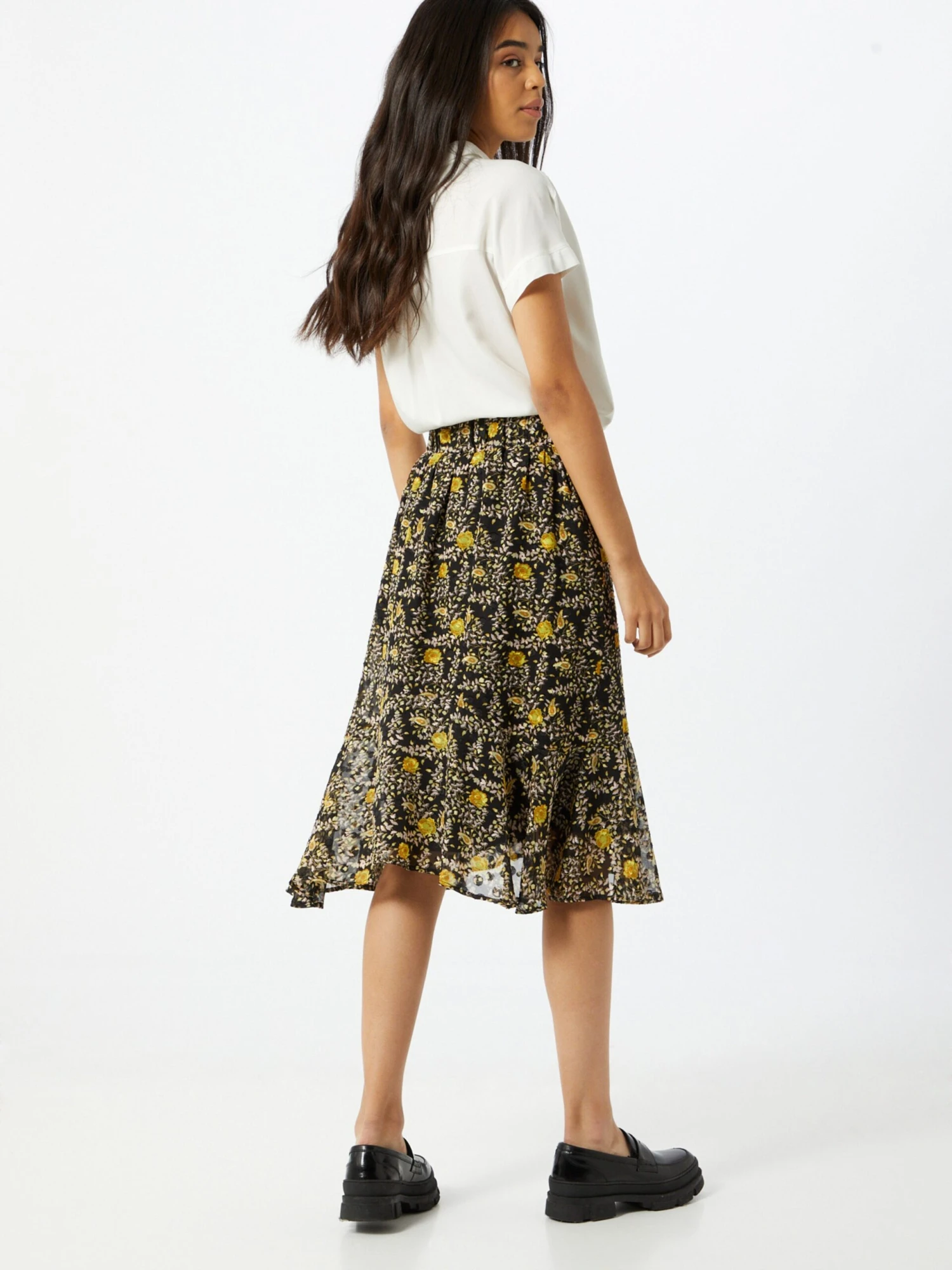 Y.A.S Midi Rokken Rok Vander Dames Geel / Safraan / Zwart 5 Y.A.S Midi Rokken Rok Vander Dames Geel / Safraan / Zwart - Afbeelding 3