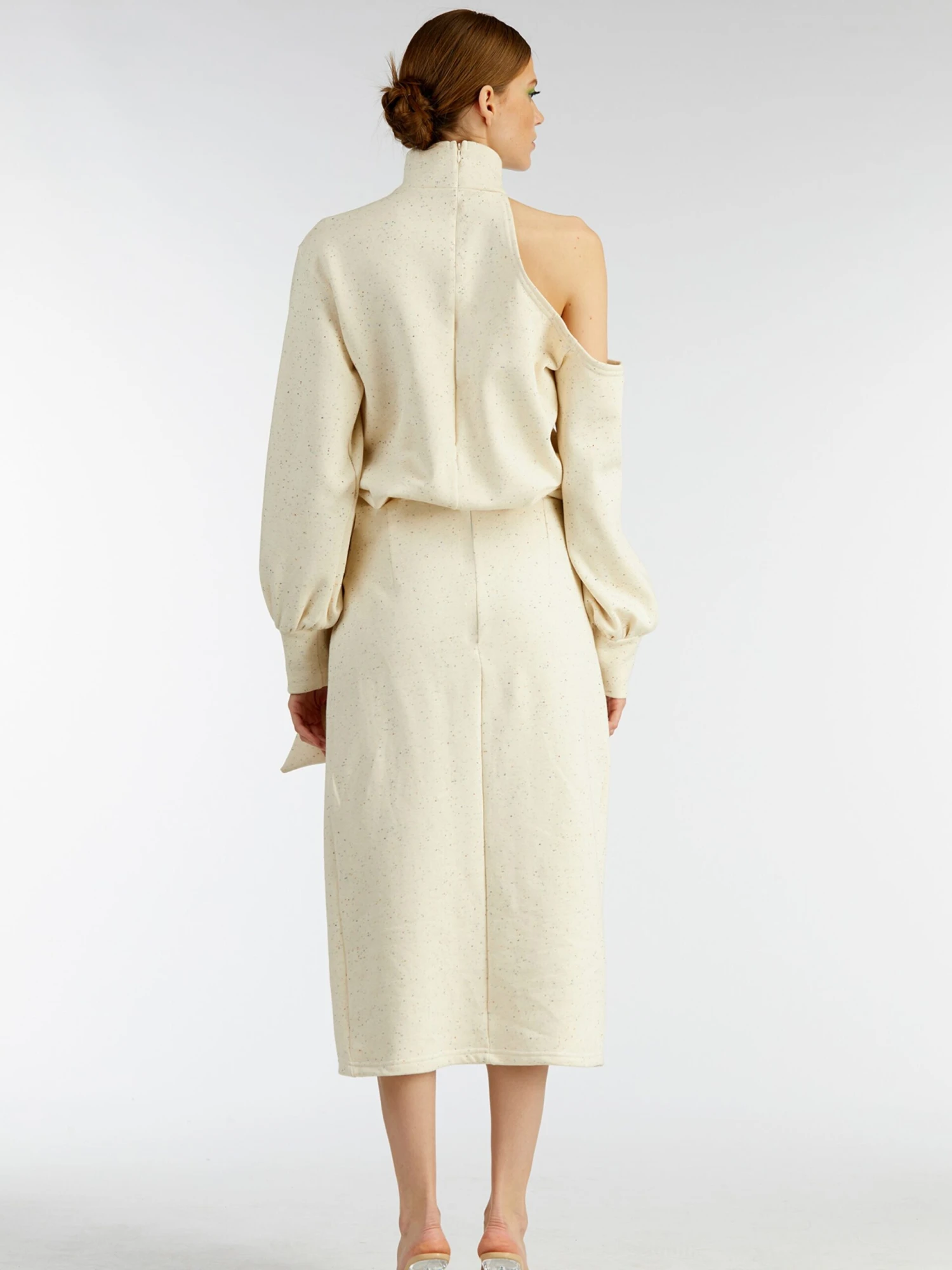 Midi Rokken Rok FEATHER Dames Ecru / Sand 5 Midi Rokken Rok FEATHER Dames Ecru / Sand - Afbeelding 3