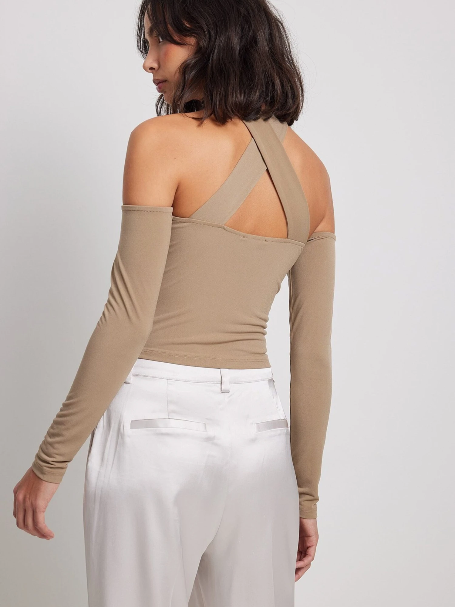 NA-KD Crop Tops Top Dames Bruin 4 NA-KD Crop Tops Top Dames Bruin - Afbeelding 2