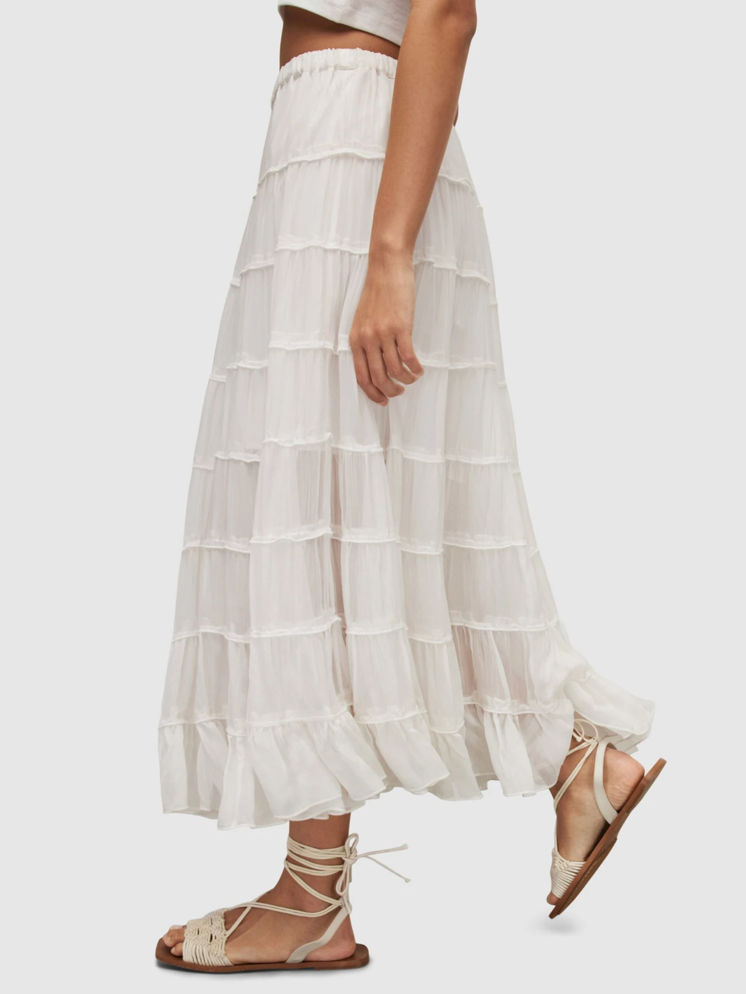 AllSaints Maxi Rokken Rok EVA Dames Wit 6 AllSaints Maxi Rokken Rok EVA Dames Wit - Afbeelding 4