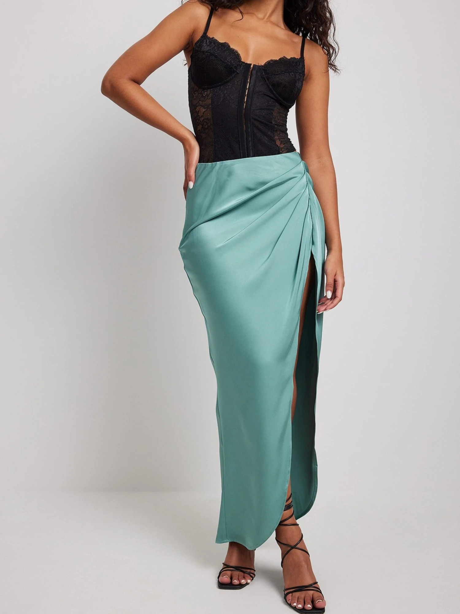 NA-KD Maxi Rokken Rok Dames Mintgroen 4 NA-KD Maxi Rokken Rok Dames Mintgroen - Afbeelding 2