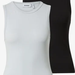 WEEKDAY Tanktops Top Dames Smoky Blue / Zwart