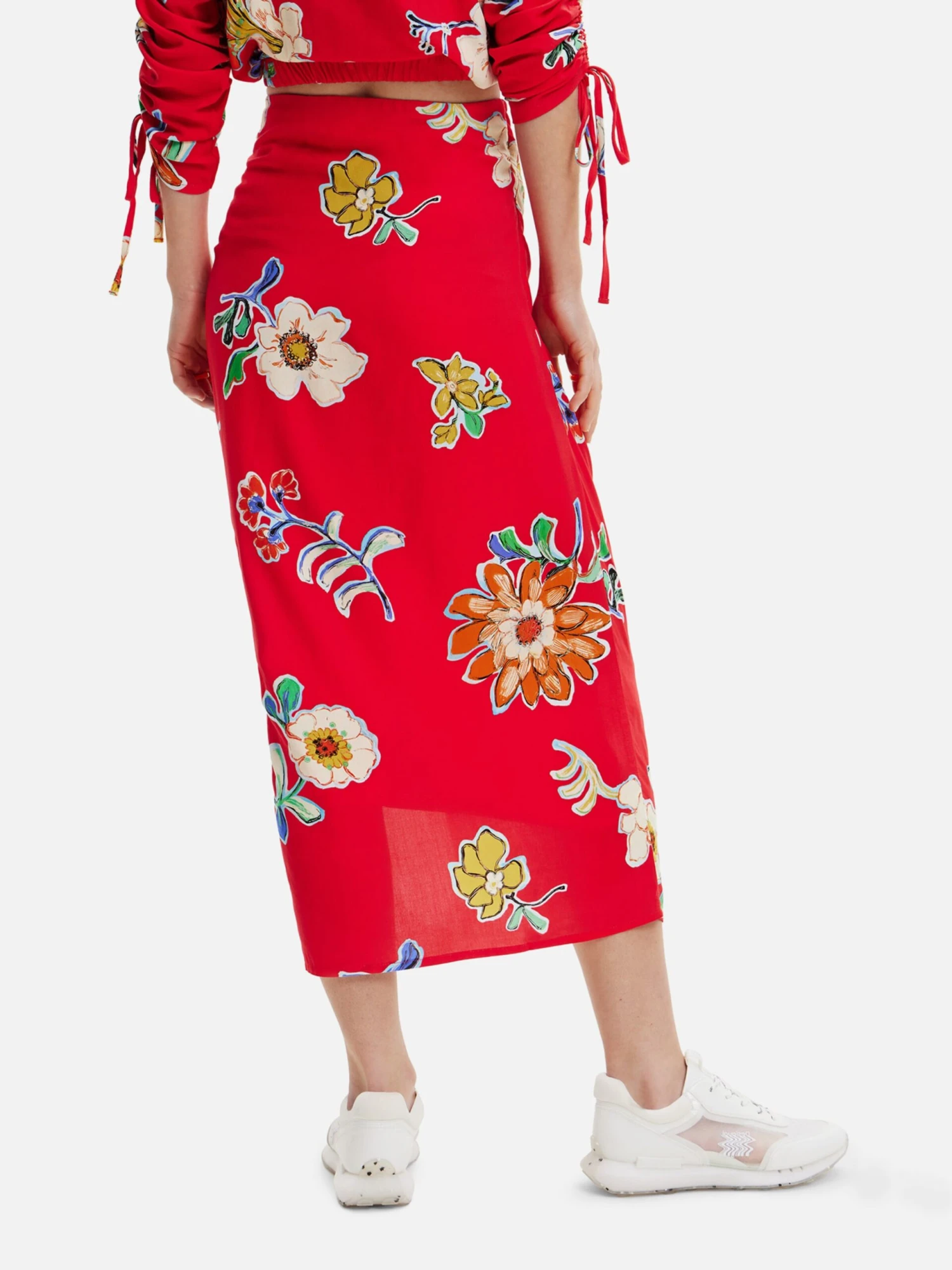 Desigual Maxi Rokken Rok Fal Crimea Dames Rood 4 Desigual Maxi Rokken Rok Fal Crimea Dames Rood - Afbeelding 2