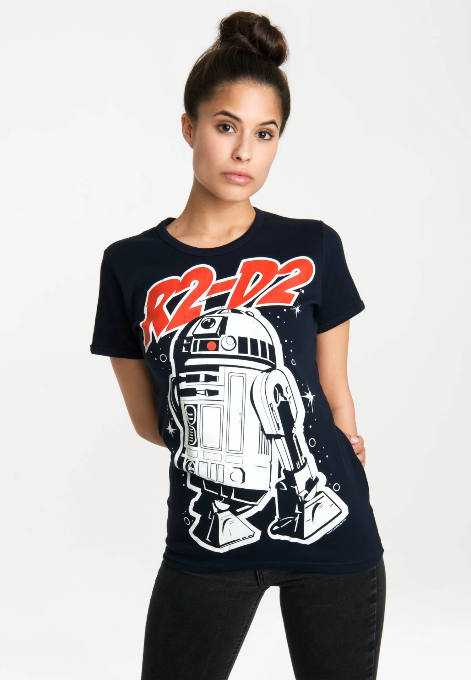 Logoshirt T-shirts Shirt R2-D2 Dames Donkerblauw 4 Logoshirt T-shirts Shirt R2-D2 Dames Donkerblauw - Afbeelding 2