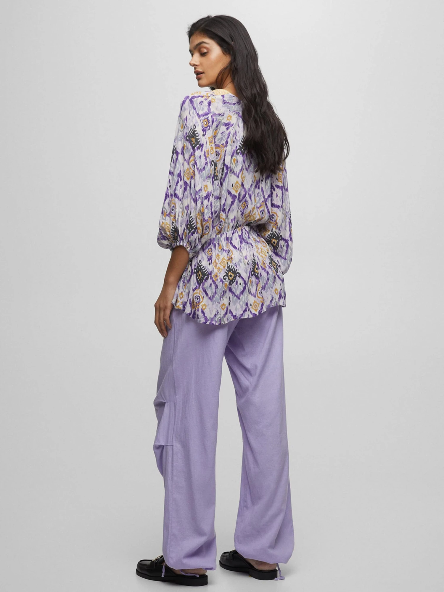 PULL & BEAR Pantalons Loosefit Broek Dames Lila 5 PULL & BEAR Pantalons Loosefit Broek Dames Lila - Afbeelding 3