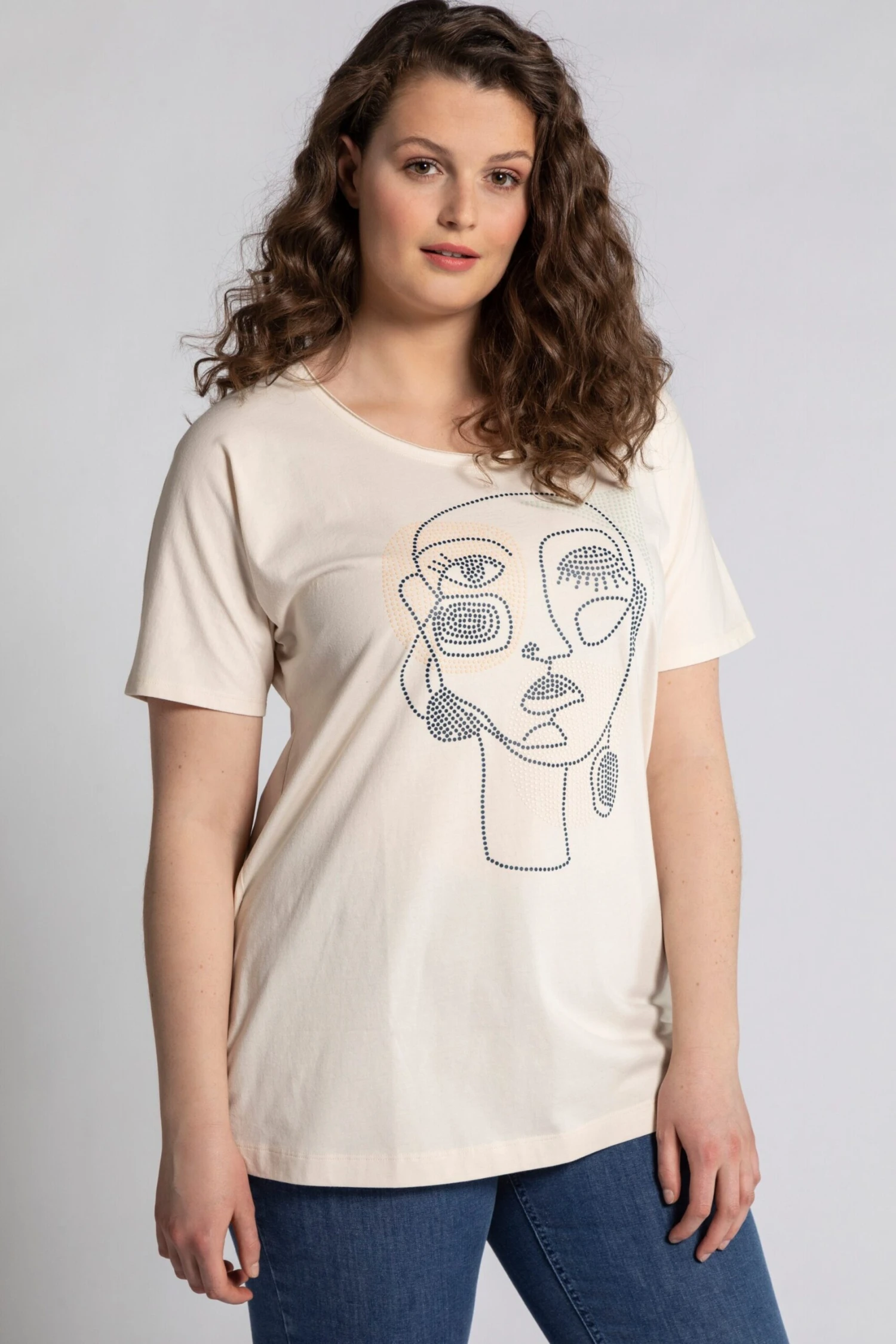 Ulla Popken T-shirts Shirt Dames Champagne 5 Ulla Popken T-shirts Shirt Dames Champagne - Afbeelding 3