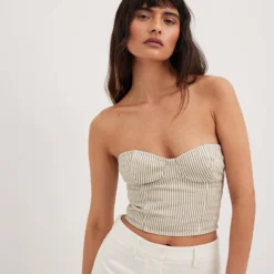 NA-KD Crop Tops Top Dames Donkerbeige