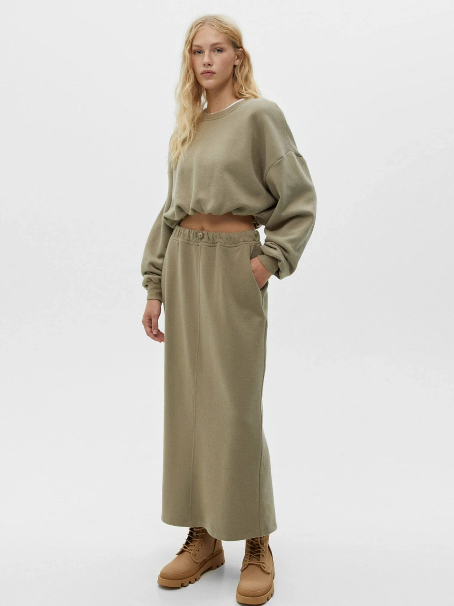 PULL & BEAR Maxi Rokken Rok Dames Greige 4 PULL & BEAR Maxi Rokken Rok Dames Greige - Afbeelding 2