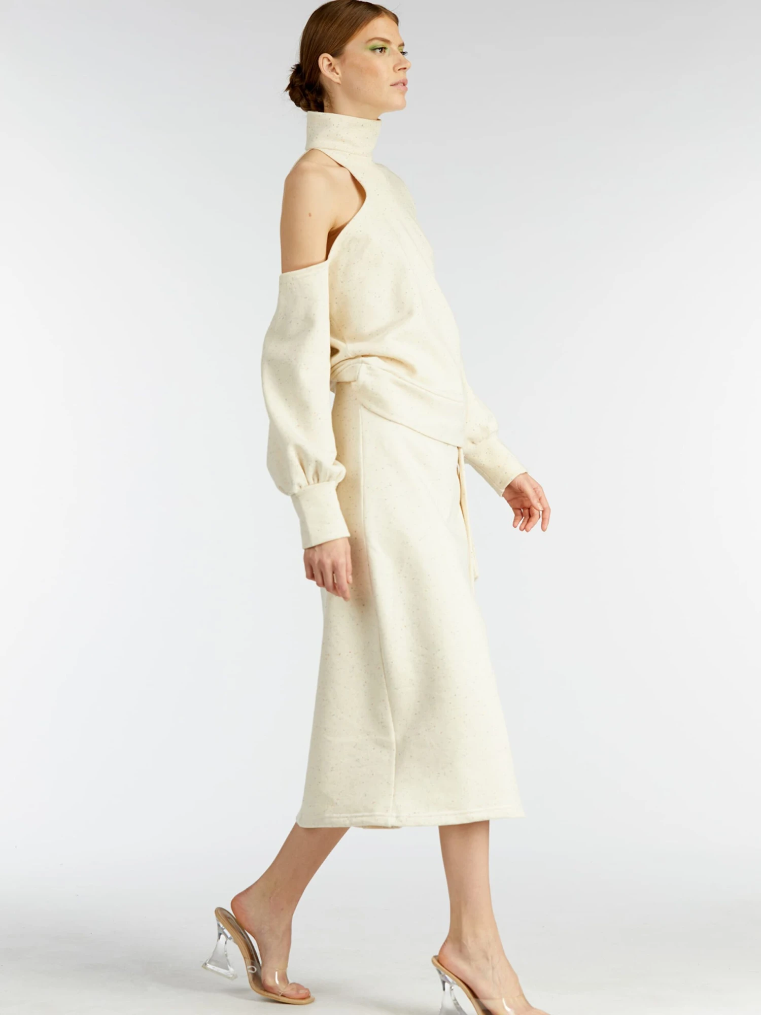 Midi Rokken Rok FEATHER Dames Ecru / Sand 7 Midi Rokken Rok FEATHER Dames Ecru / Sand - Afbeelding 5