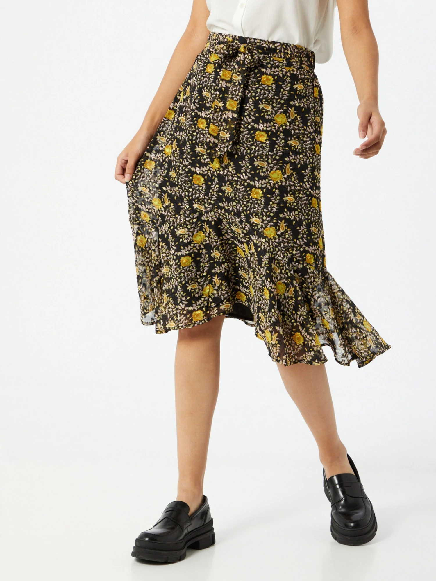 Y.A.S Midi Rokken Rok Vander Dames Geel / Safraan / Zwart 4 Y.A.S Midi Rokken Rok Vander Dames Geel / Safraan / Zwart - Afbeelding 2