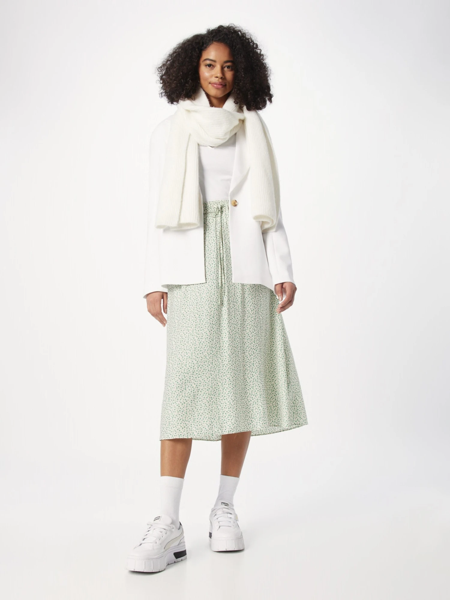 Minimum Midi Rokken Rok Frejas Dames Crème / Smaragd 7 Minimum Midi Rokken Rok Frejas Dames Crème / Smaragd - Afbeelding 5