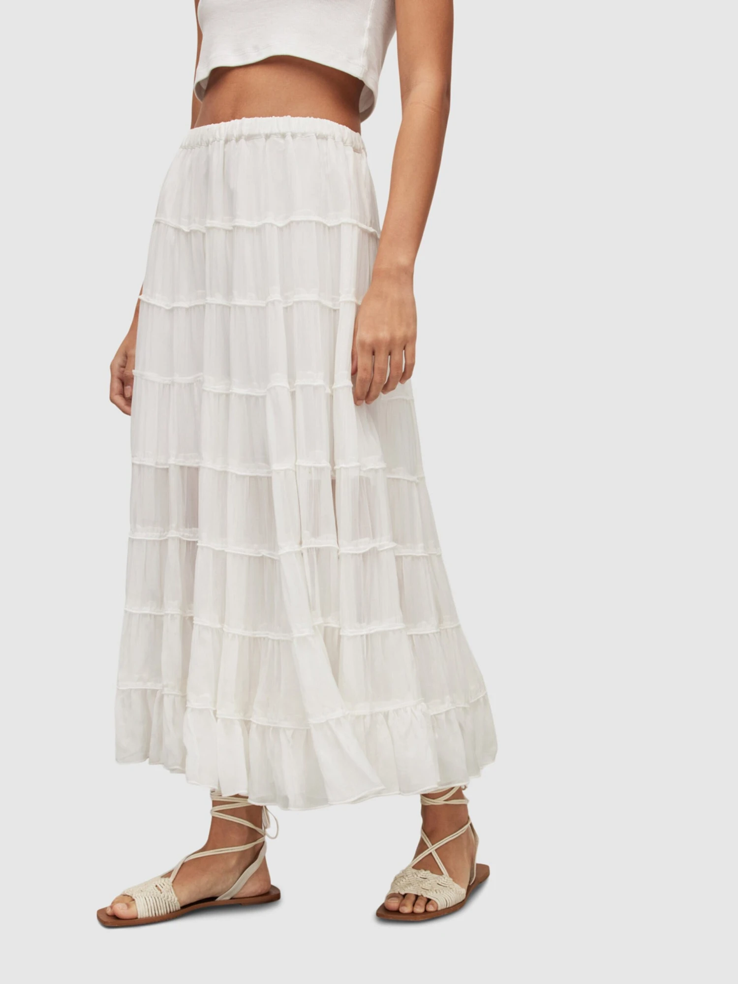 AllSaints Maxi Rokken Rok EVA Dames Wit 4 AllSaints Maxi Rokken Rok EVA Dames Wit - Afbeelding 2