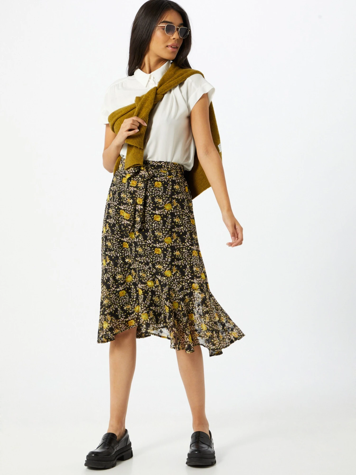 Y.A.S Midi Rokken Rok Vander Dames Geel / Safraan / Zwart 6 Y.A.S Midi Rokken Rok Vander Dames Geel / Safraan / Zwart - Afbeelding 4