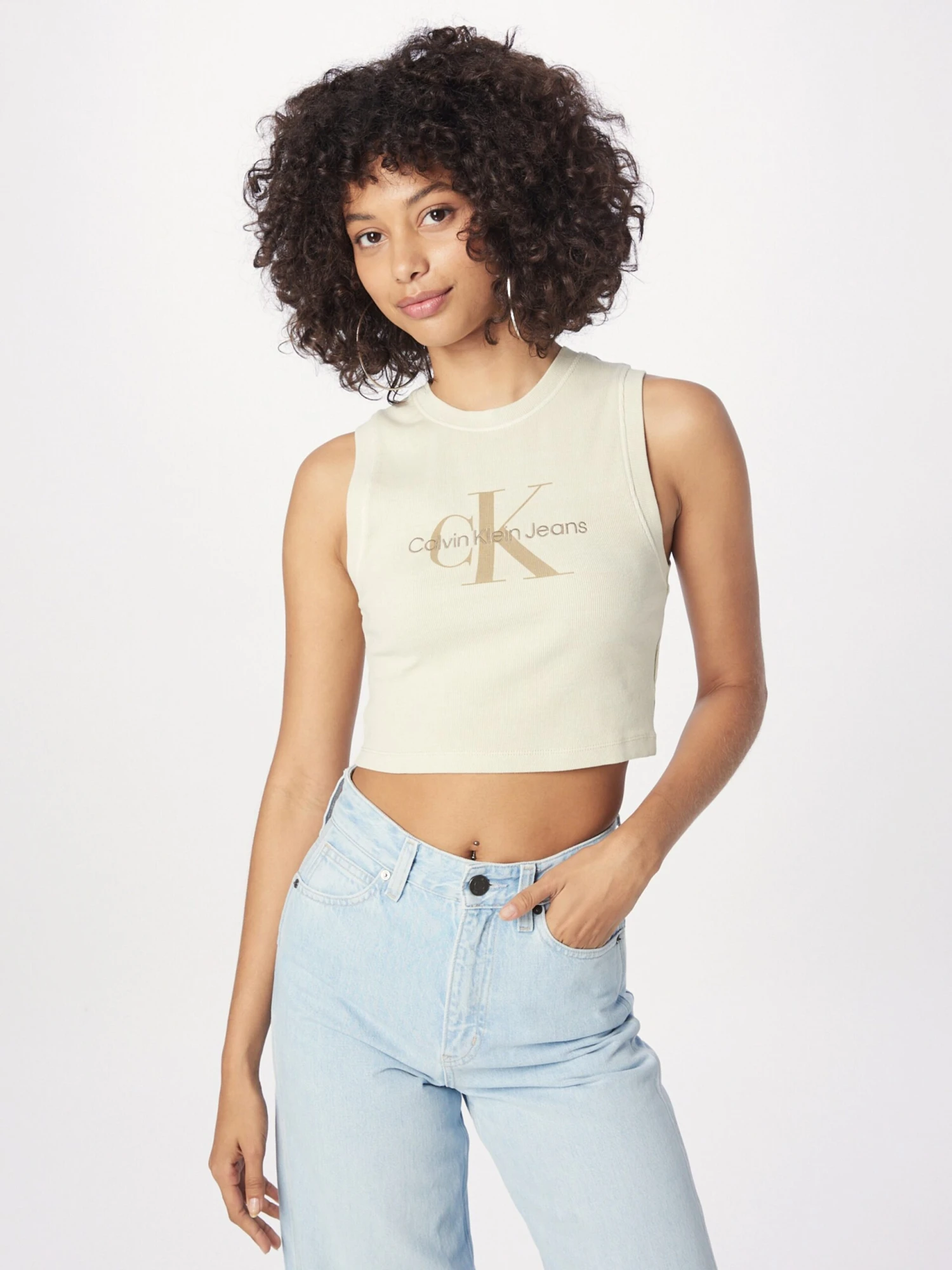 Calvin Klein Jeans Crop Tops Top MINERAL Dames Beige 5 Calvin Klein Jeans Crop Tops Top MINERAL Dames Beige - Afbeelding 3