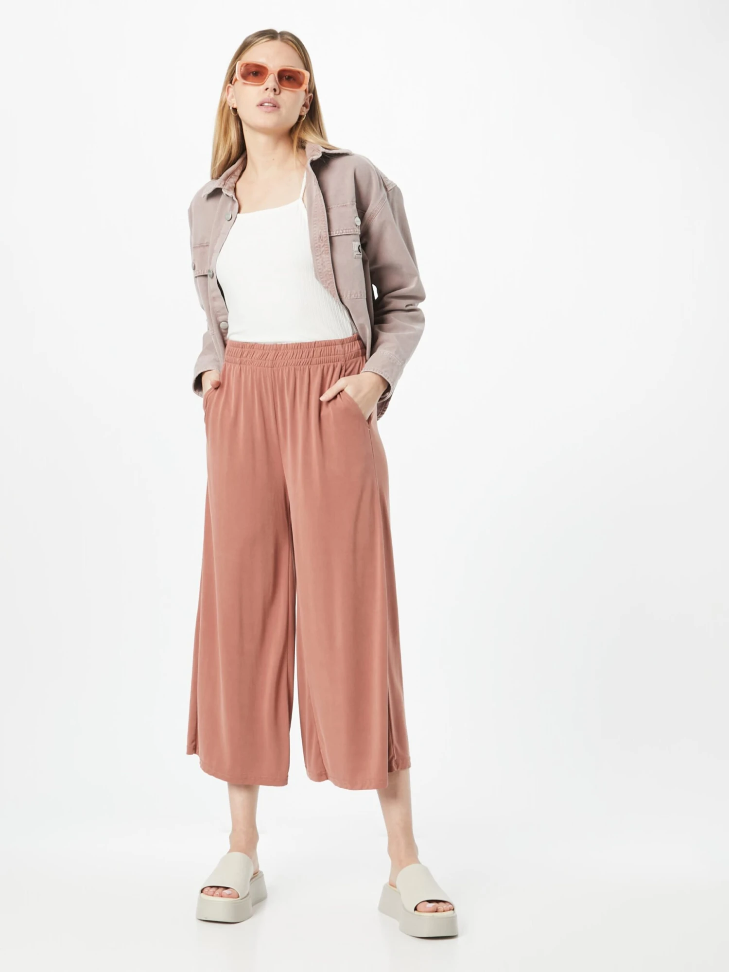 URBAN CLASSICS Pantalons Wide Leg Broek Dames Lichtbruin 6 URBAN CLASSICS Pantalons Wide Leg Broek Dames Lichtbruin - Afbeelding 4