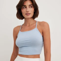 NA-KD Crop Tops Top Dames Blauw