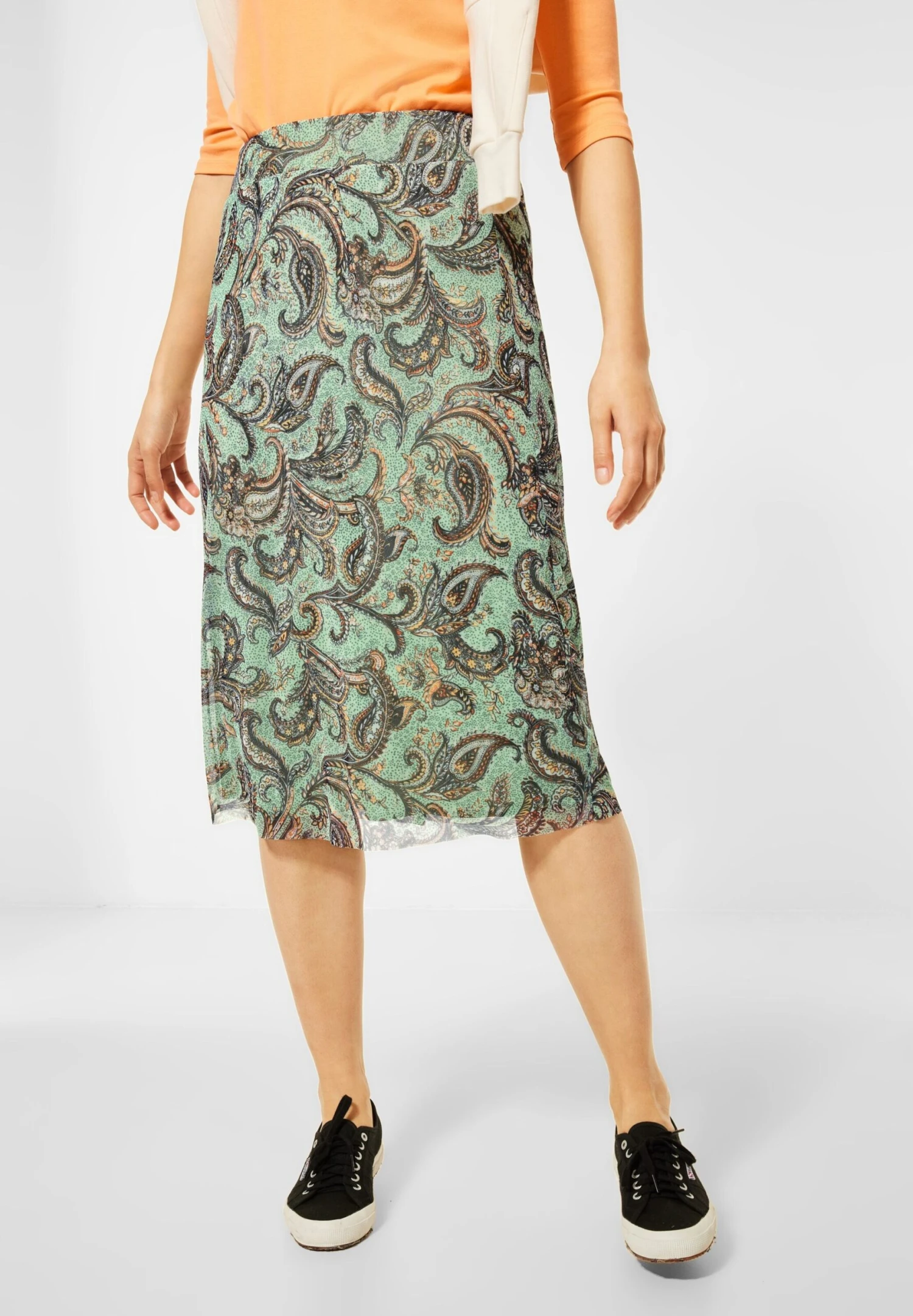 STREET ONE Midi Rokken Rok Dames Groen 4 STREET ONE Midi Rokken Rok Dames Groen - Afbeelding 2