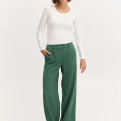 Fransa Pantalons Wide Leg Broek Frmilena Dames Groen -About You Winkel ddb25af41191dc84791e84de10ad1eca scaled