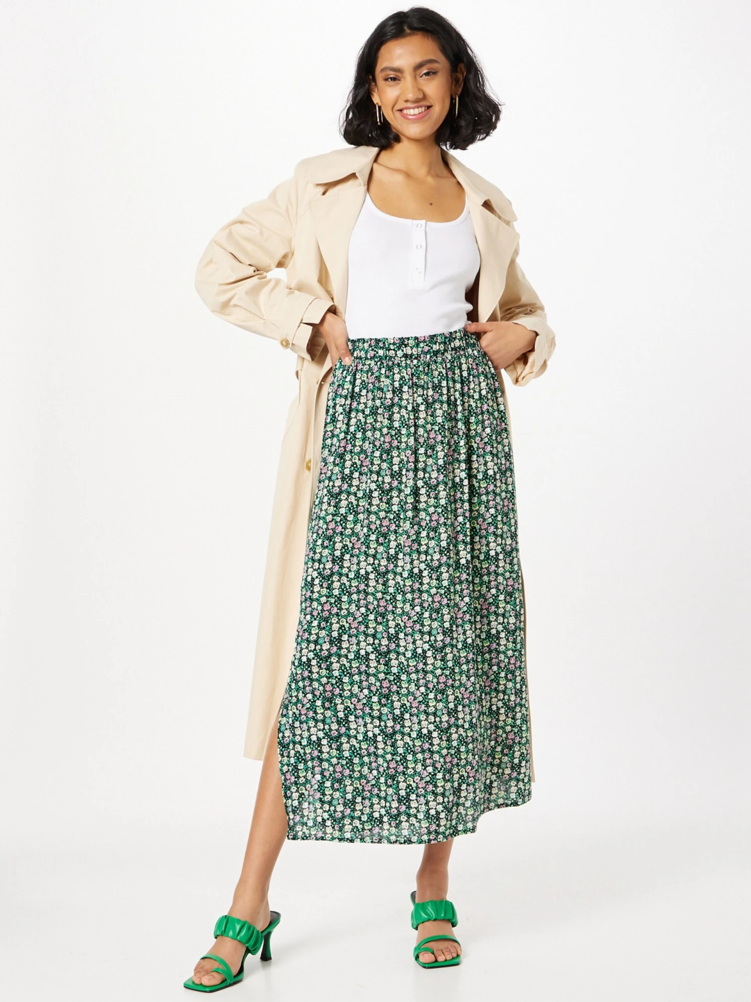 ICHI Maxi Rokken Rok MARRAKECH Dames Groen / Gemengde Kleuren 6 ICHI Maxi Rokken Rok MARRAKECH Dames Groen / Gemengde Kleuren - Afbeelding 4