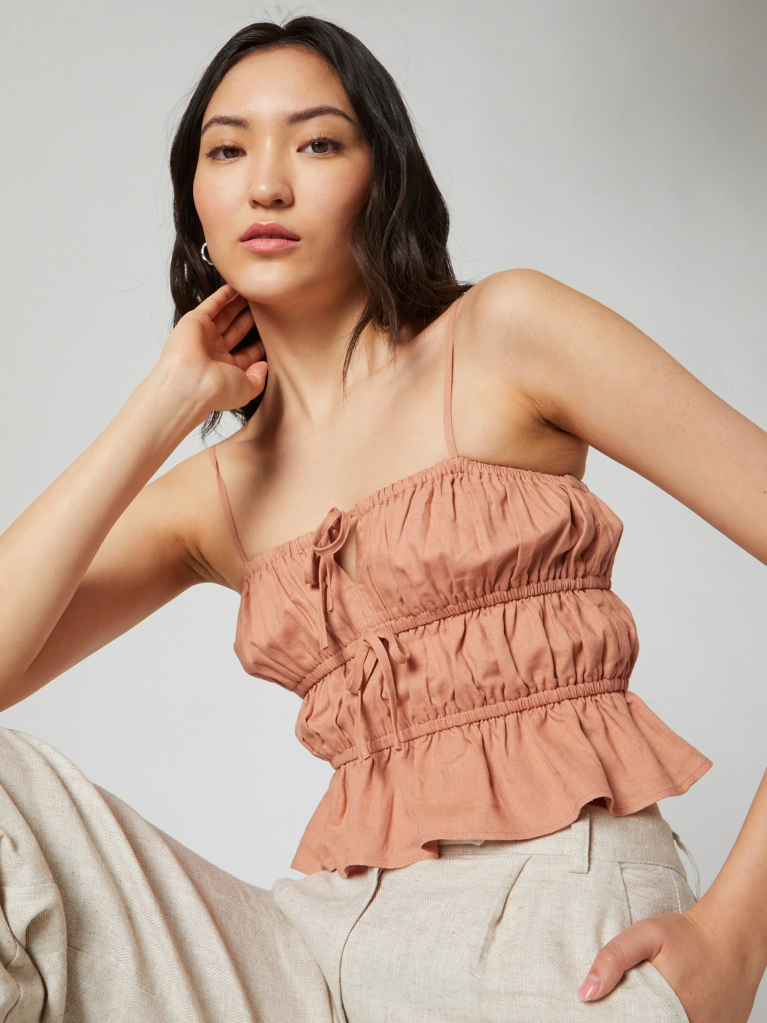 Blouse Tops Blouse Ava Dames Lichtbruin 3 Blouse Tops Blouse Ava Dames Lichtbruin - Afbeelding 2