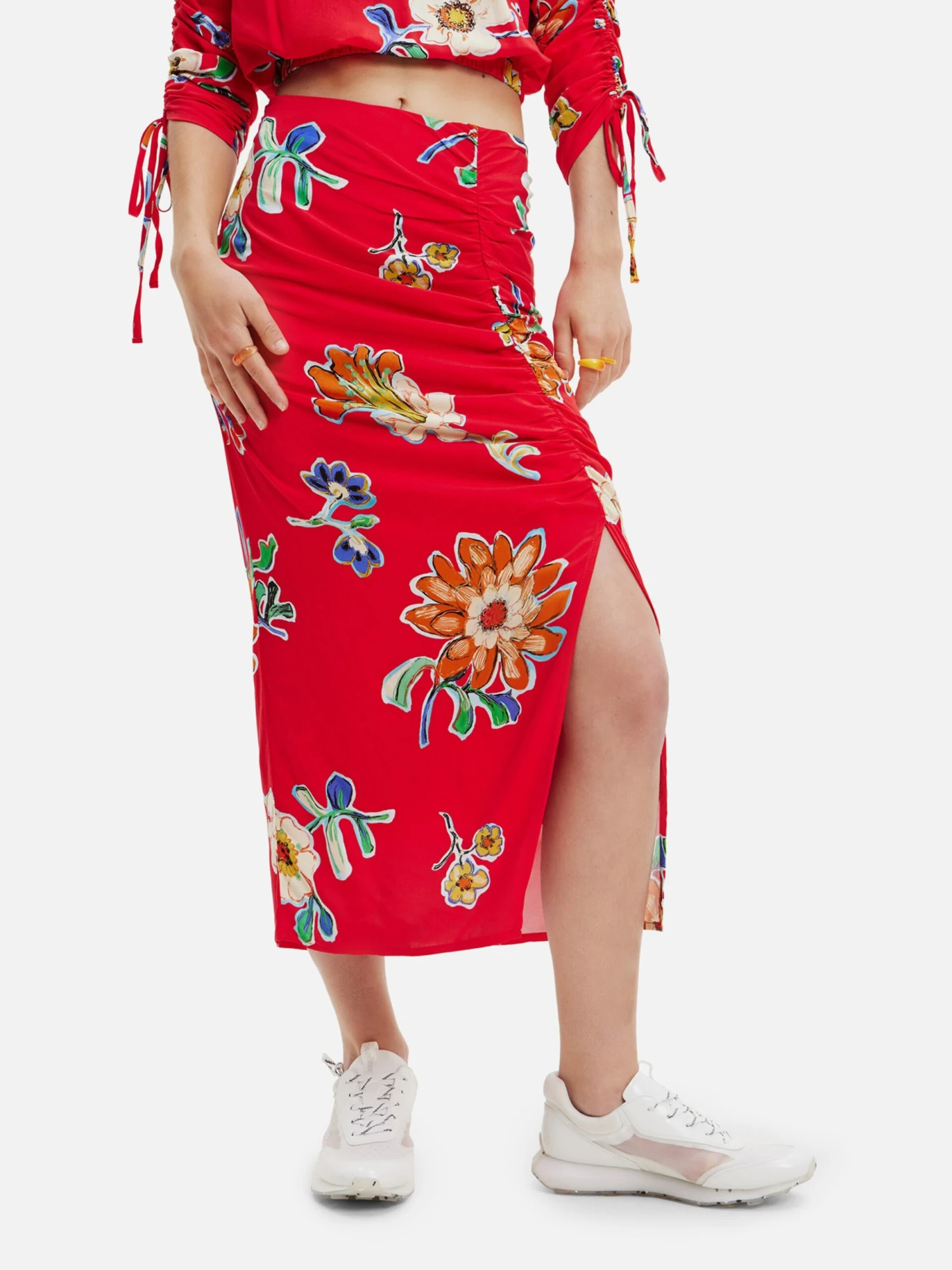 Desigual Maxi Rokken Rok Fal Crimea Dames Rood 6 Desigual Maxi Rokken Rok Fal Crimea Dames Rood - Afbeelding 4